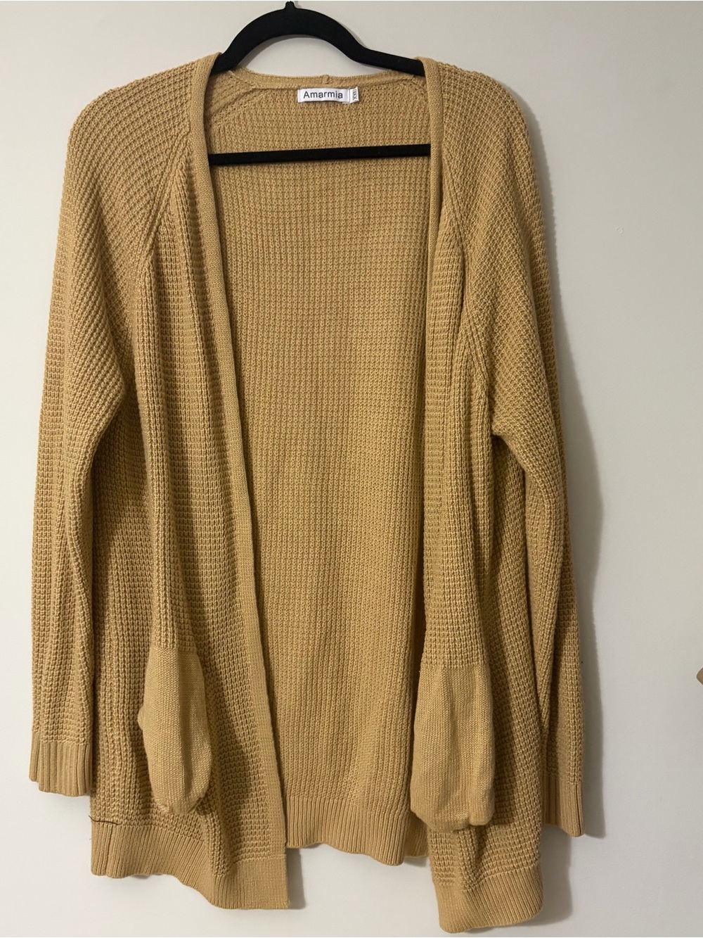 Amazon Open-Front Mustard Yellow Cardigan